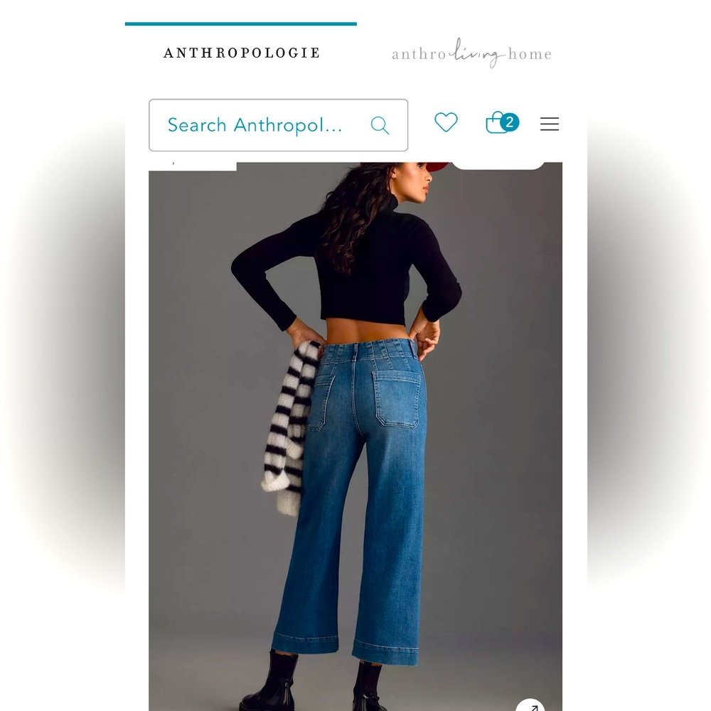 The Colette Denim Cropped Wide-Leg Jeans by Maeve